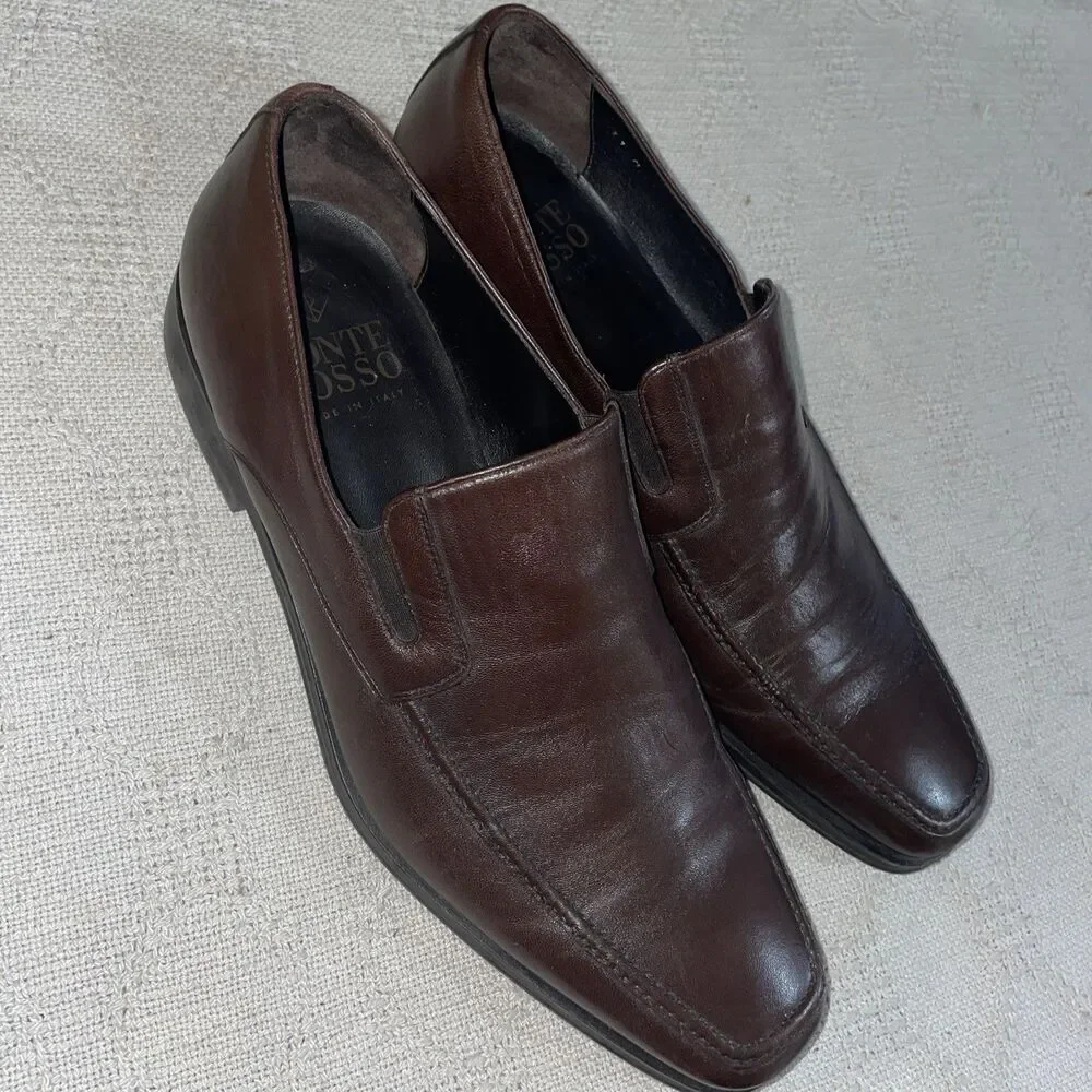 Monte Rosso Men’s Dress Loafers Size 11 M Brown Leather Business Formal City